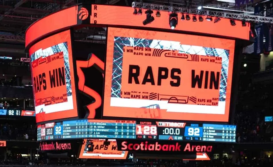 Toronto Raptors Score board in arena.